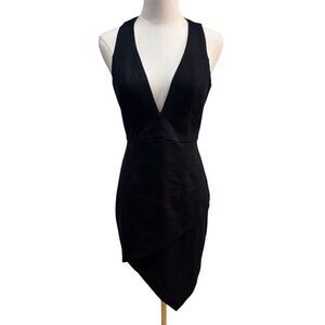 NWT NBD Women's S Black Asymmetrical Hem Mini Dress